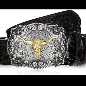 Jadive Men’s Western Longhorn Bull Belt Buckle